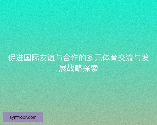 促进国际友谊与合作的多元体育交流与发展战略探索 促进国际友谊与合作的多元体育交流与发展战略探索
