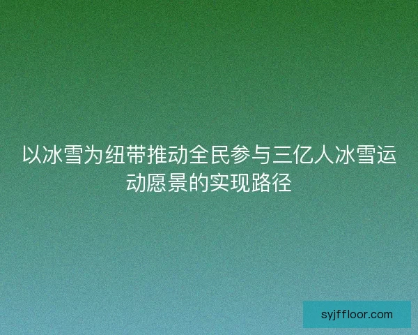 以冰雪为纽带推动全民参与三亿人冰雪运动愿景的实现路径